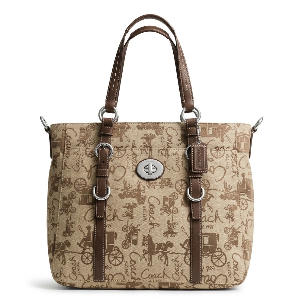 Coach Horse and Carriage Signature Canvas Tote Bag F14033 Classic Large Carryall